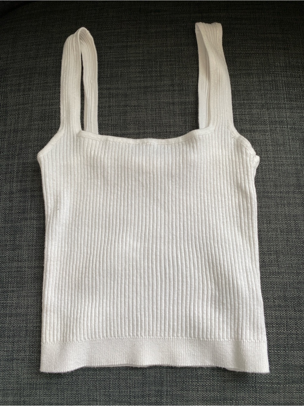 Garage White Ribbed Square-Neck Tank Top